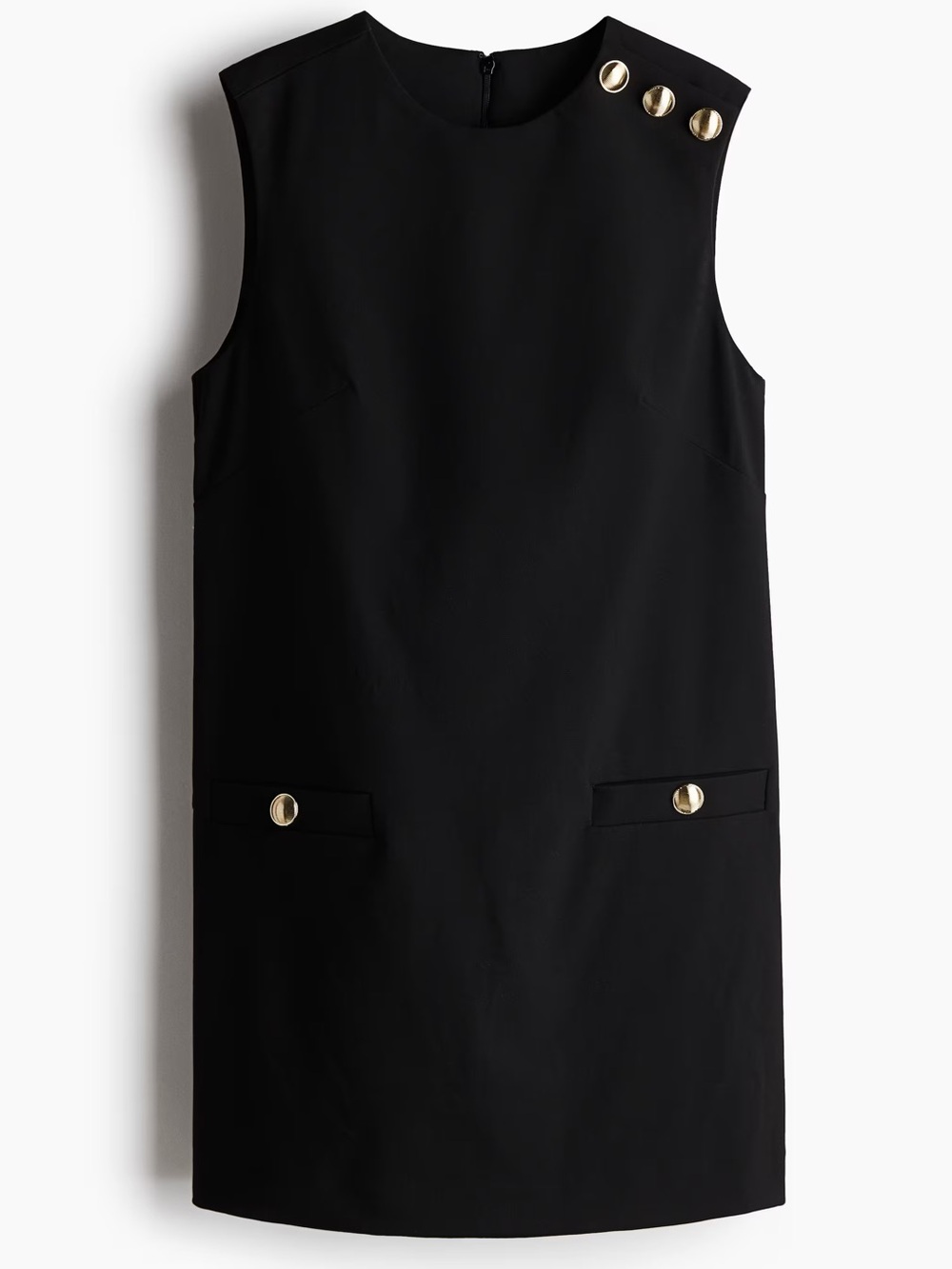 H&M Black Shift Dress with Gold Button Detail